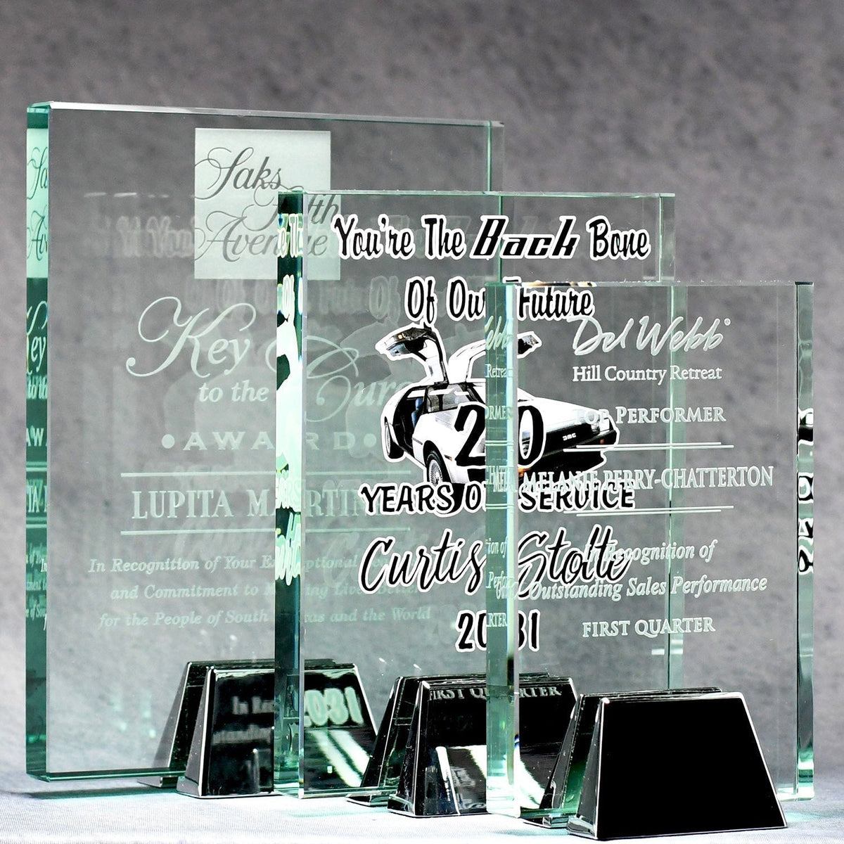 Jade Crystal Plaque with Chrome Stand